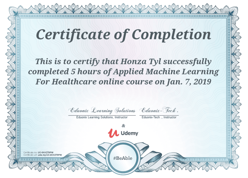 Certificate – Applied Machine Learning For Healthcare
