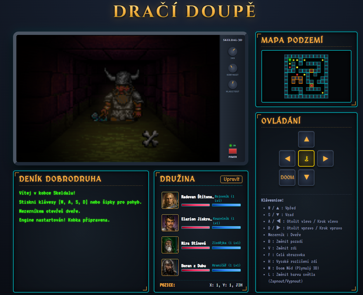 Desktopová verze dungeon crawleru s orkem v chodbě