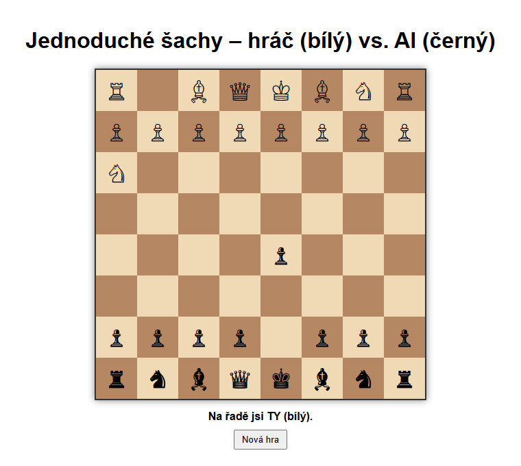 Chess prototype generated in about two seconds, after the player's move and the AI response