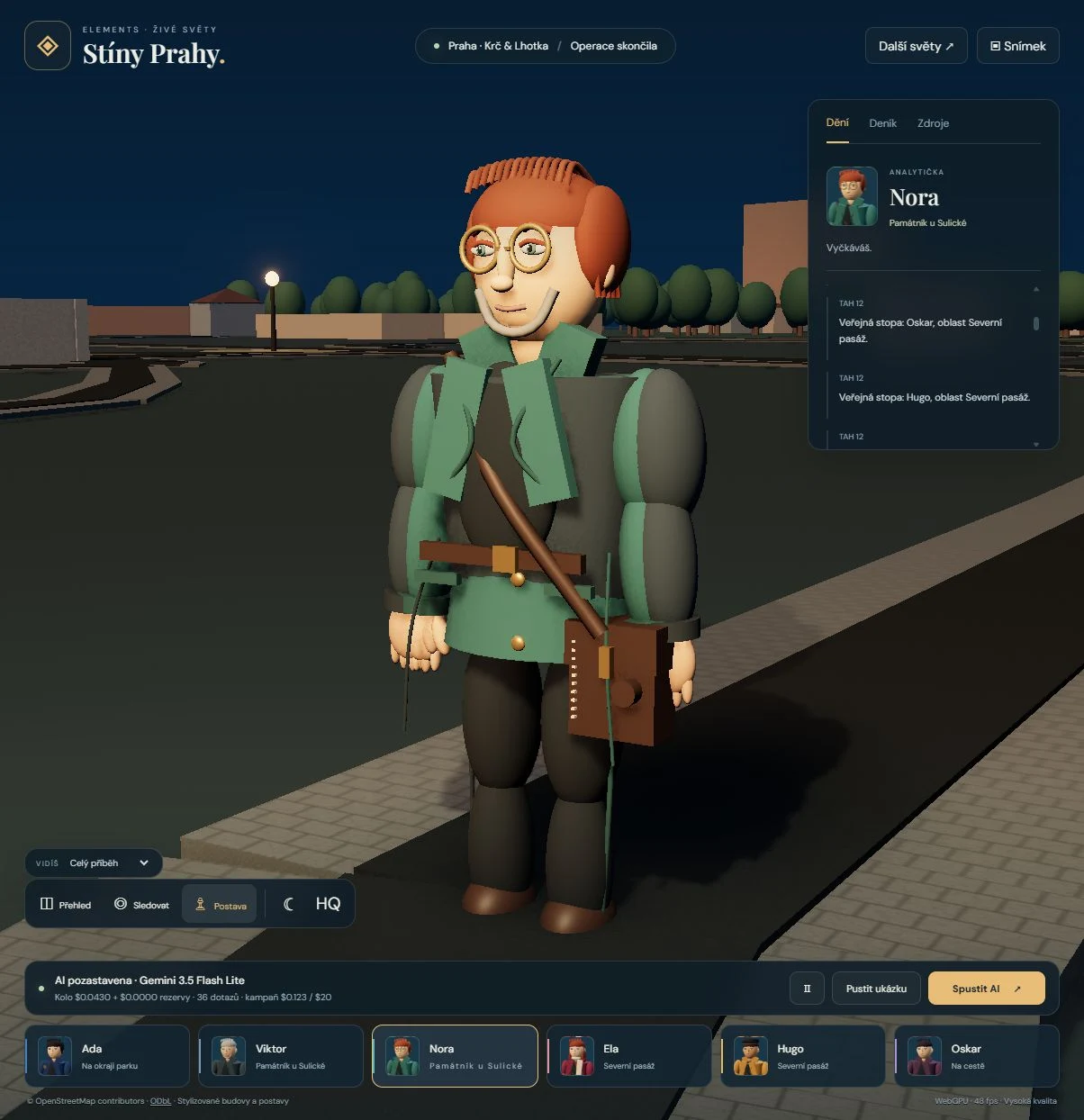 Původní procedurální postava Nory z jednoduchých geometrických tvarů
