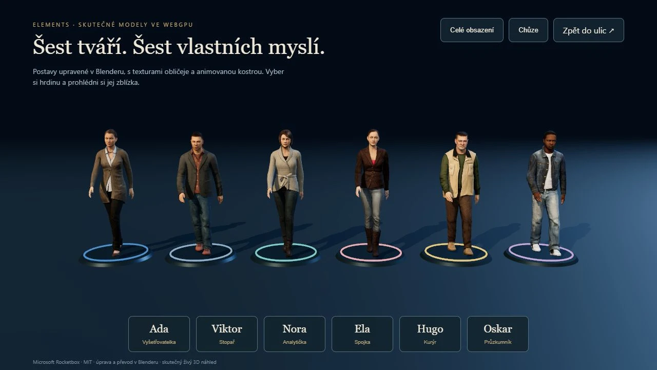 Šest nových postav ve skutečném 3D ateliéru Stínů Prahy